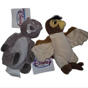 The Disney Store Bean Bag Plush Set - Owl And Gopher From Winnie The Pooh